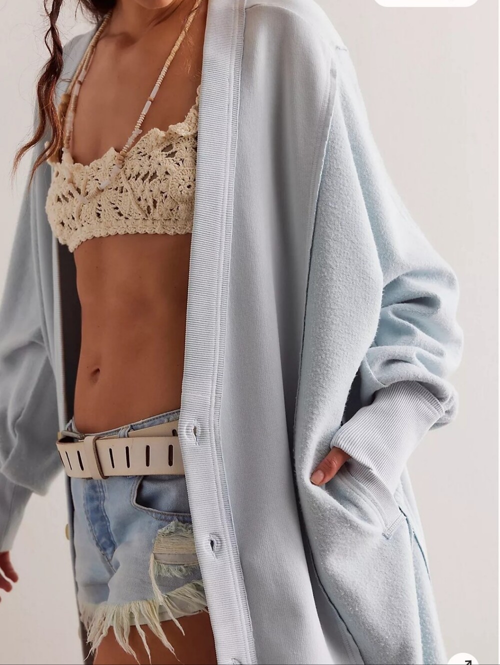 Free People Light Blue Long Sweatshirt - Picture 2 of 6